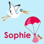 sticker ooievaar en parachute met meisje